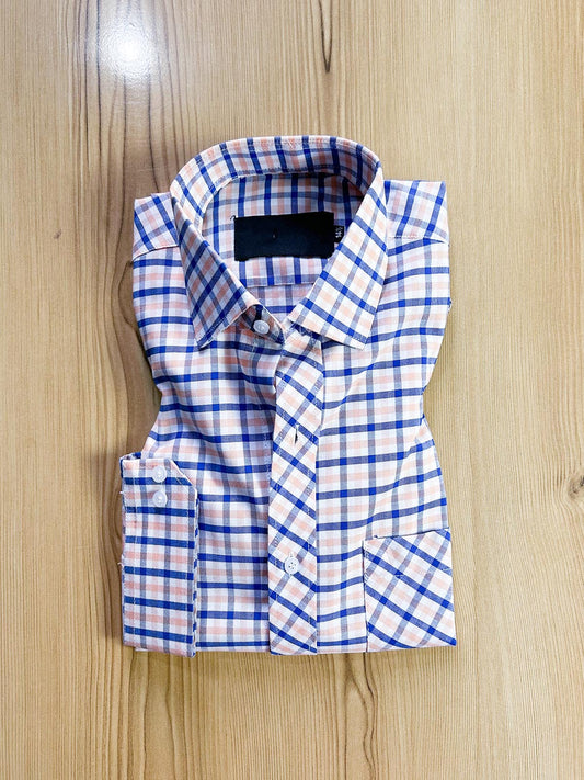 B White Checks Formal Dress Shirt For Men MFS414