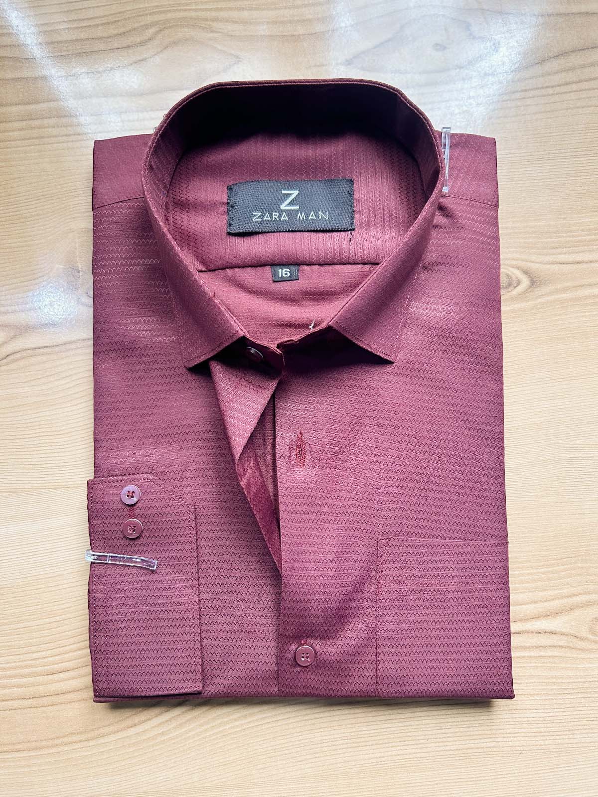 MFS602 Maroon Textured Formal Dress Shirt For Men