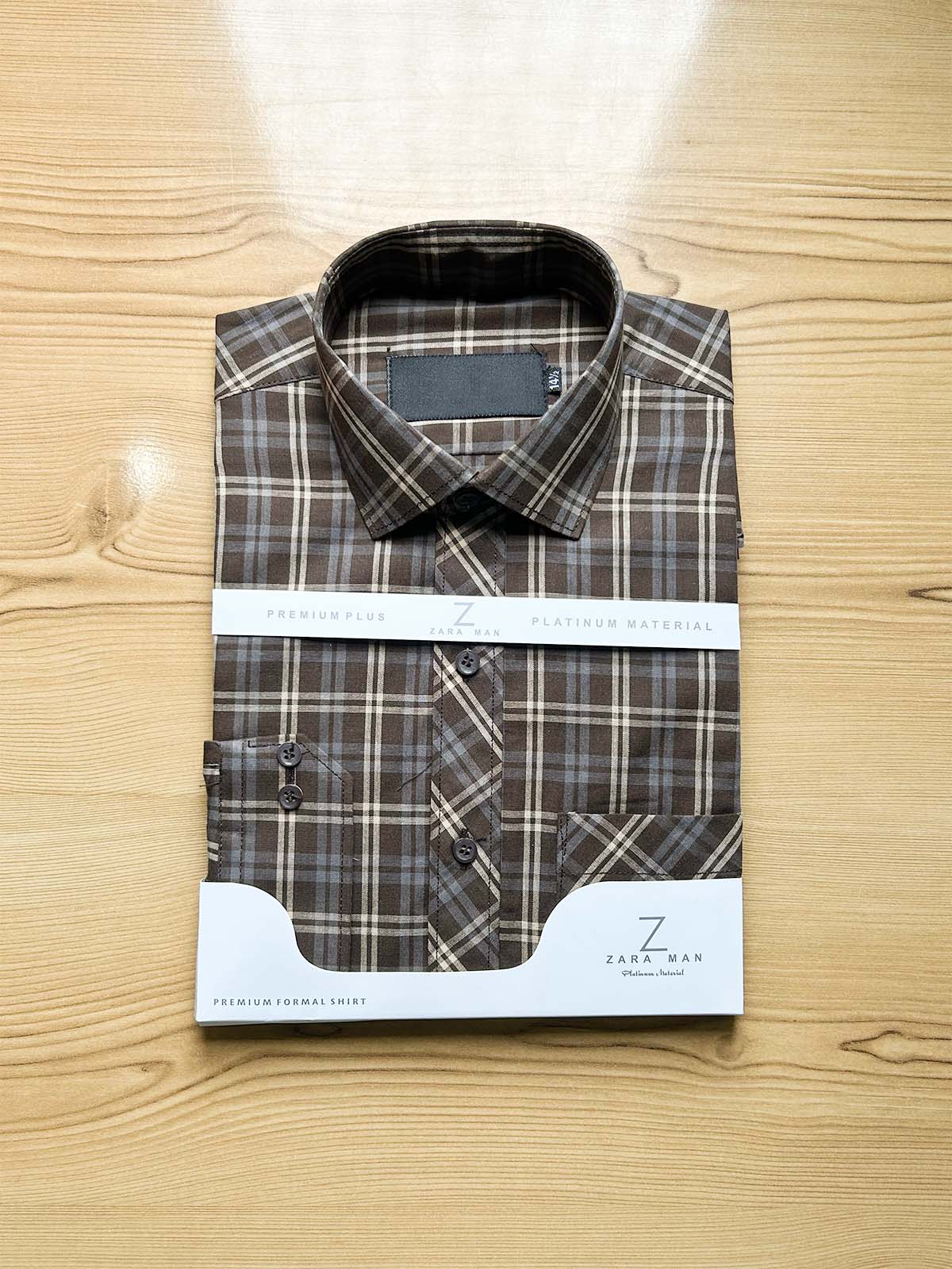 Dark Brown Checks Formal Dress Shirt For Men MFS510