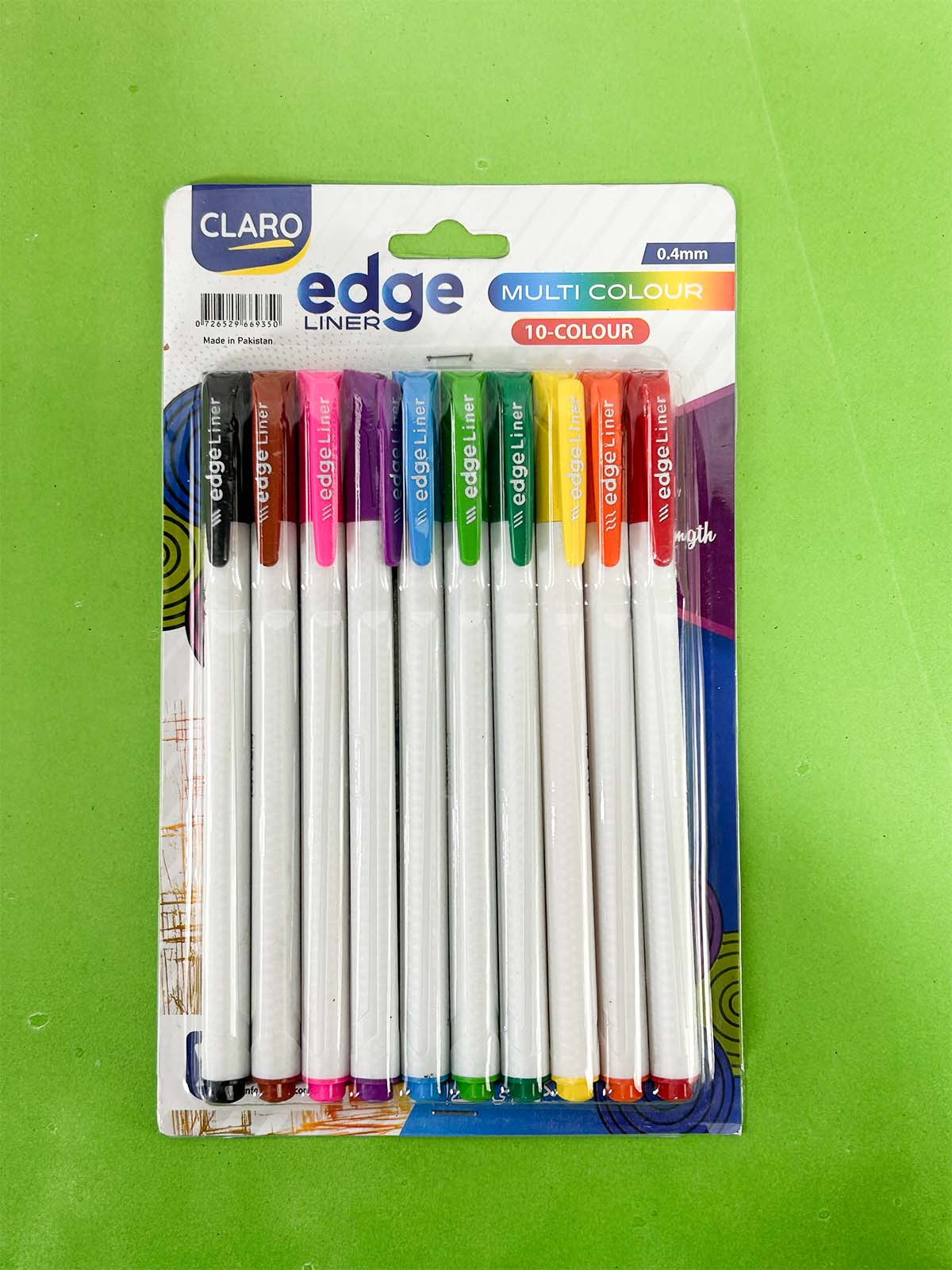 Pack Of 10 Multicolor Claro Edge Liner 0.4mm Pointer PB232