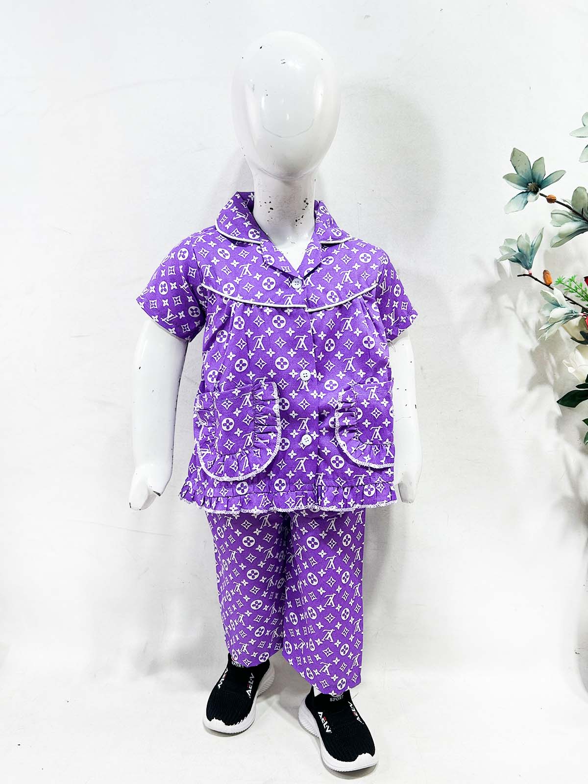 1Yrs - 5Yrs Purple Cotton Night Suit For Girls NG GNS32