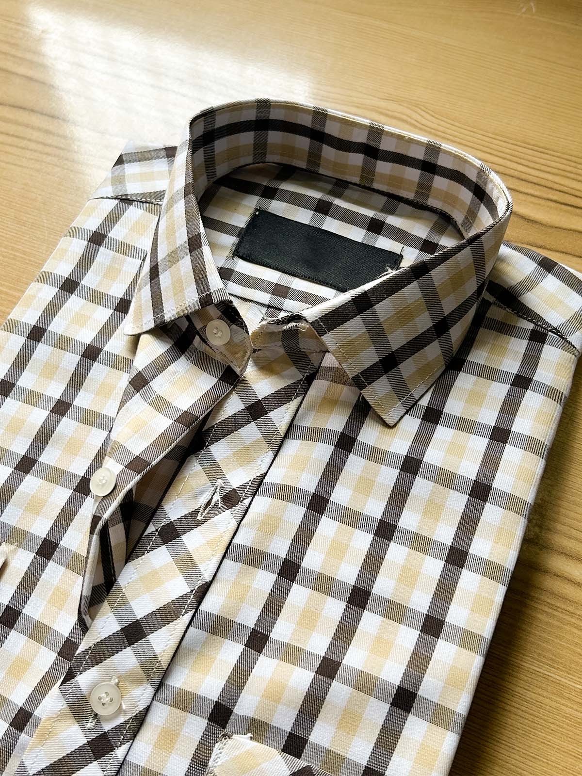 Brown Checks Formal Dress Shirt For Men MFS535
