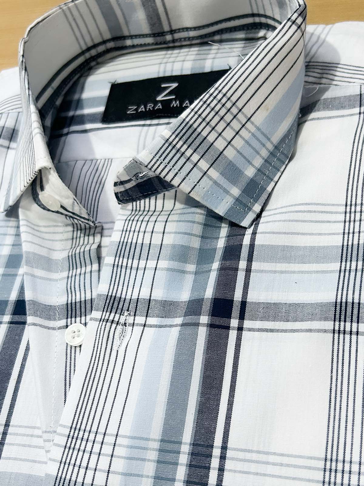 MFS609 White Checks Formal Dress Shirt For Men