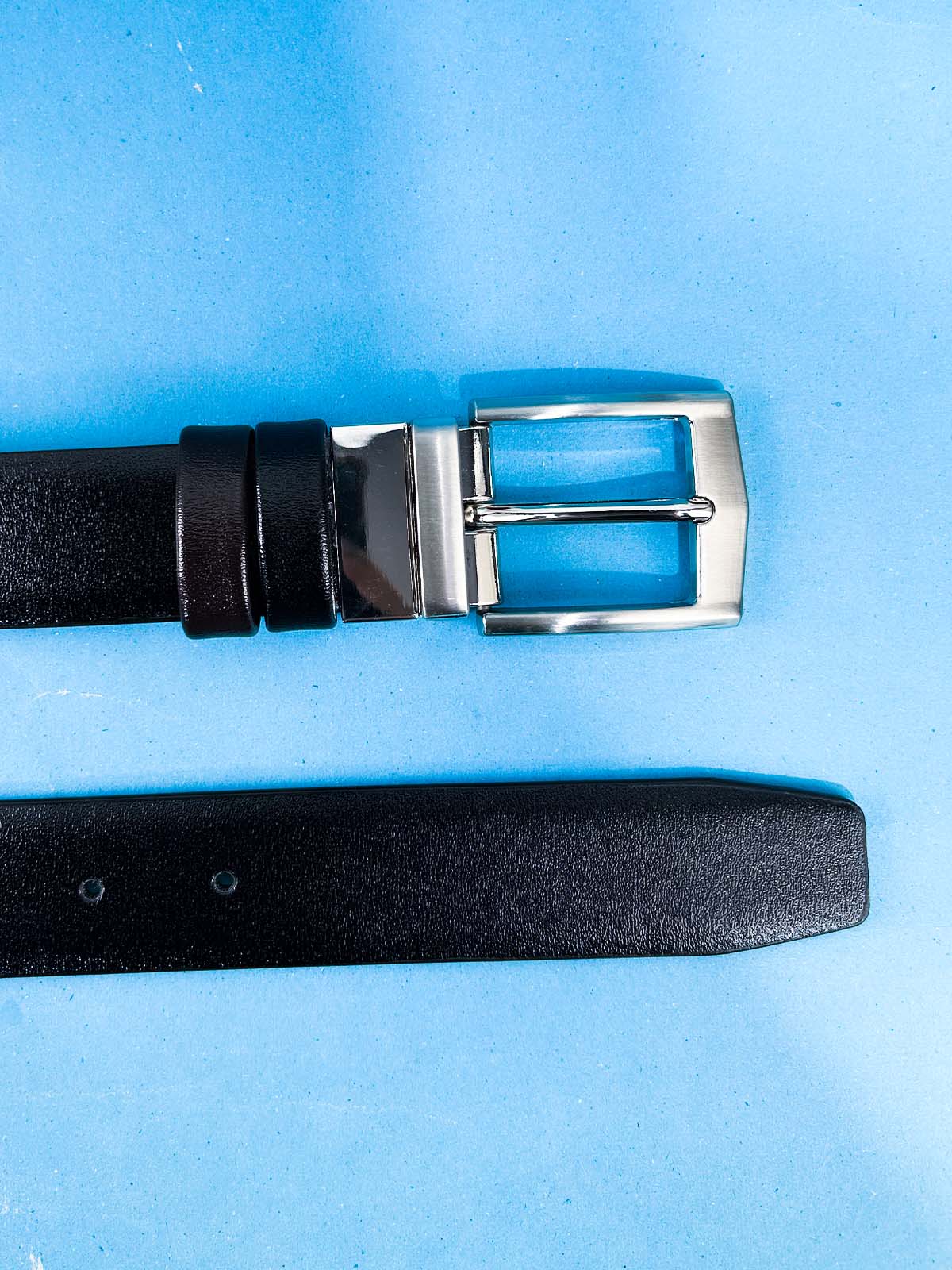 2 in 1 Black and Brown Faux Leather Belt For Men MB89