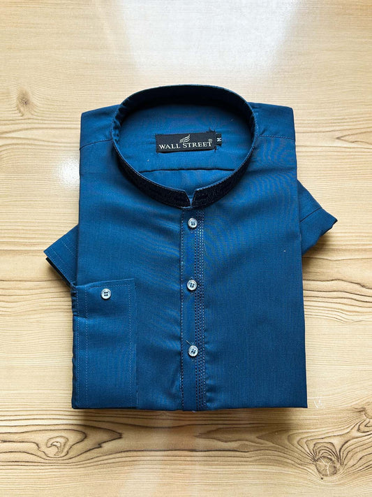 926-8 Blue Stitched Suit Sherwani Collar Kameez Shalwar For Men MSK454