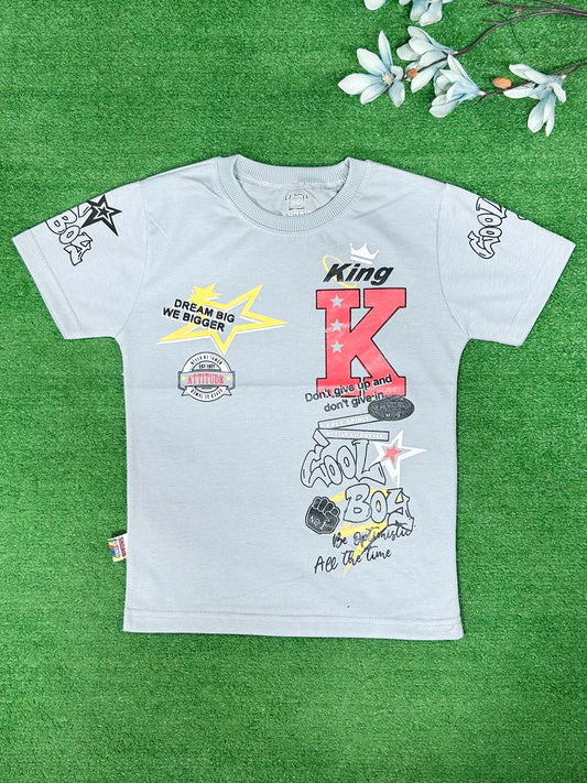 3Yrs - 7Yrs K Grey T-Shirt For Boys SG BTS129