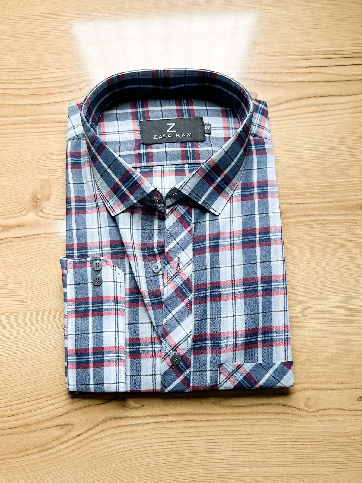 Grey Checks Formal Dress Shirt For Men MFS545