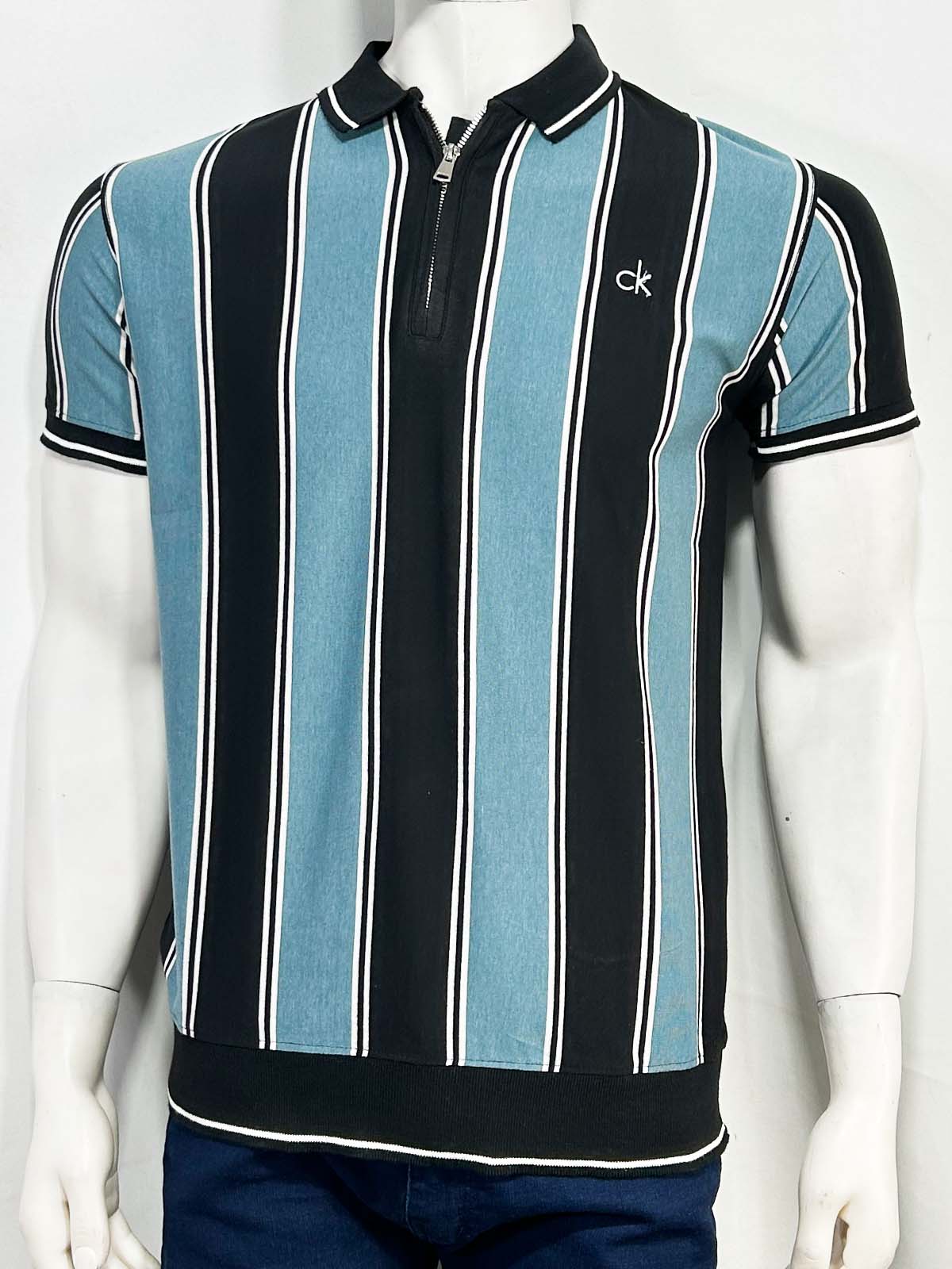 Blue Striped Polo T-Shirt For Men MTS462