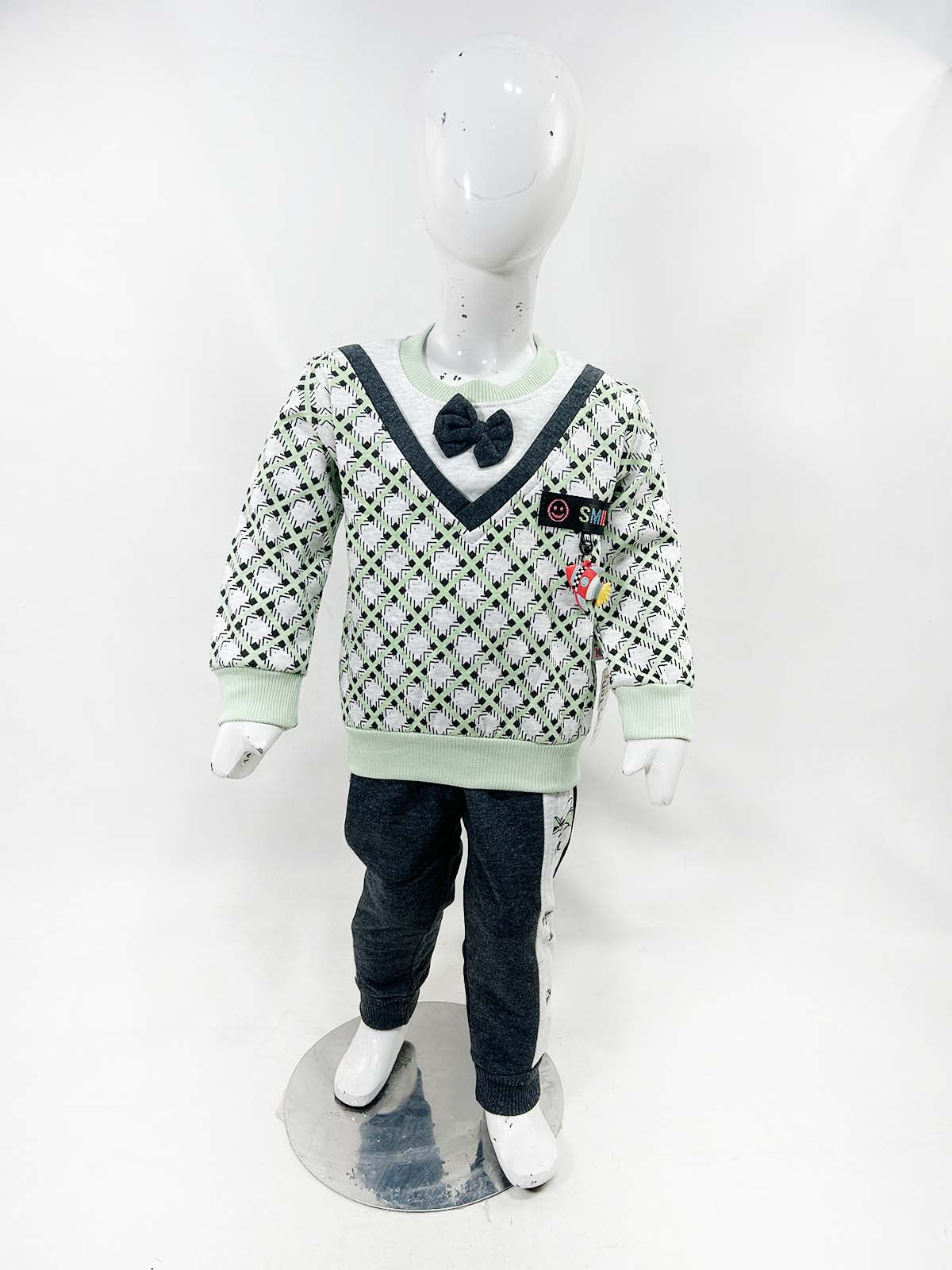 2Yr - 5Yrs Fleece Bow Green Suit For Kids SH BS579