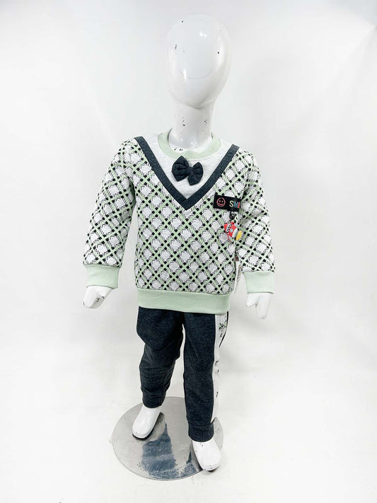 2Yr - 5Yrs Fleece Bow Green Suit For Kids SH BS579