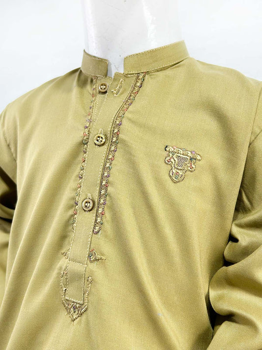 2Yrs - 17Yrs Olive Kameez Shalwar Suit For Boys AM BKS175
