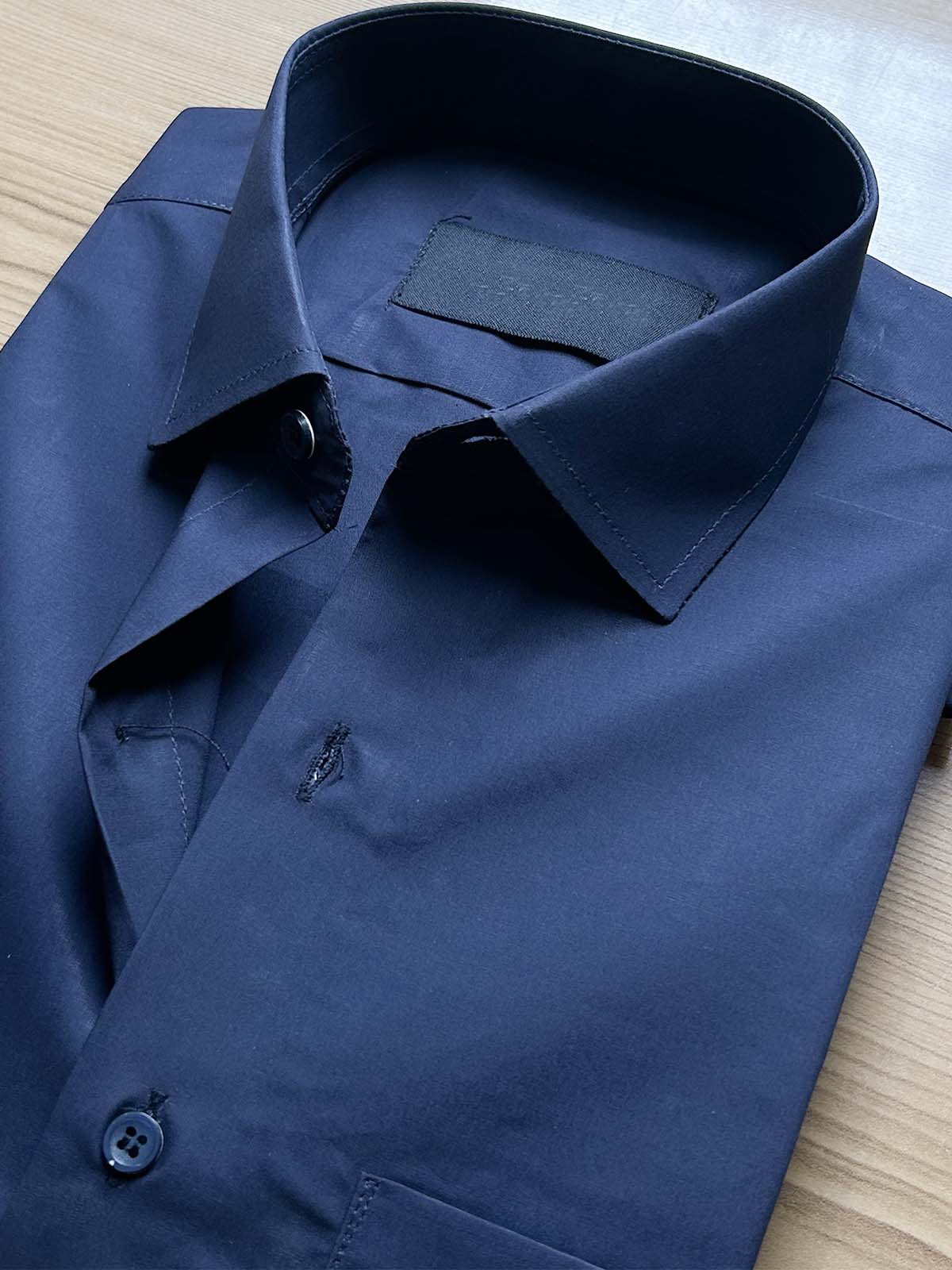 Navy Blue Premium Plain Formal Dress Shirt For Men MFS491
