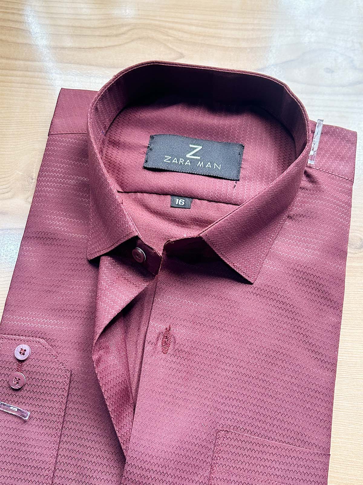 MFS602 Maroon Textured Formal Dress Shirt For Men