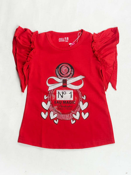2Yrs - 7Ys N1 Red T-Shirt For Girls SK GTS126
