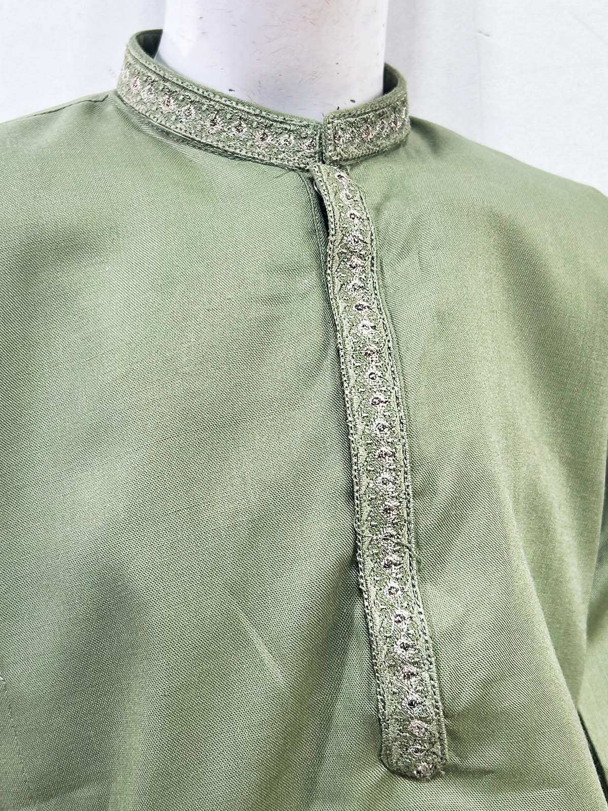 2Yrs - 17Yrs Green Kurta Pajama Suit For Boys AM BKS187