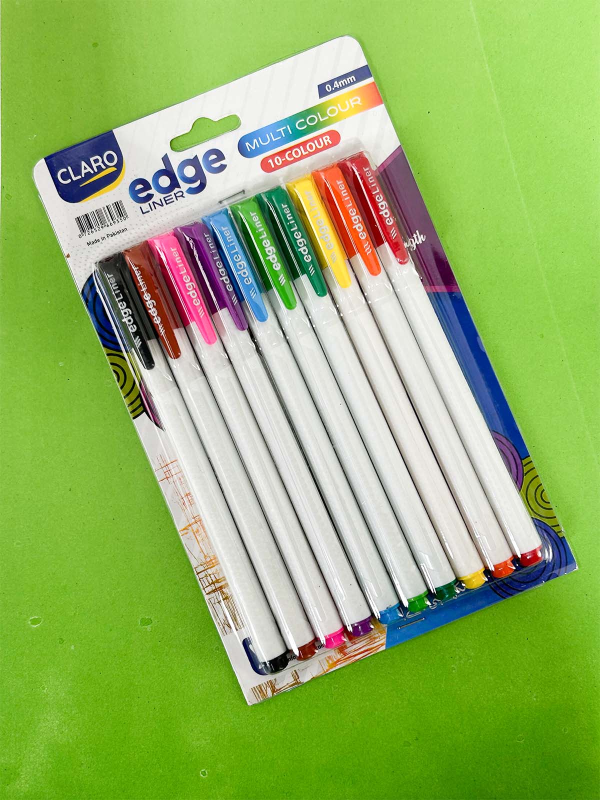 Pack Of 10 Multicolor Claro Edge Liner 0.4mm Pointer PB232