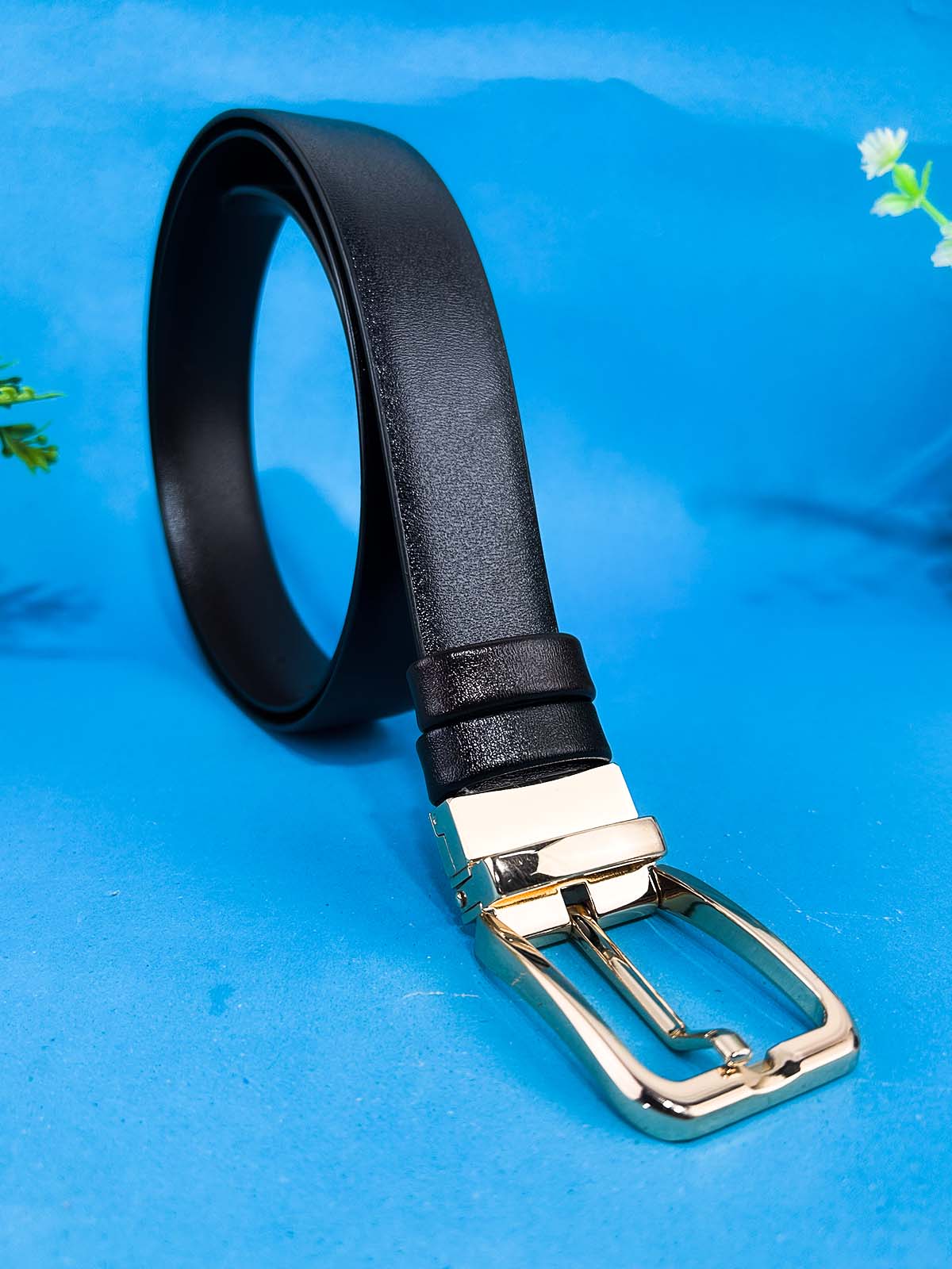 2 in 1 Black and Brown Faux Leather Belt For Men MB88