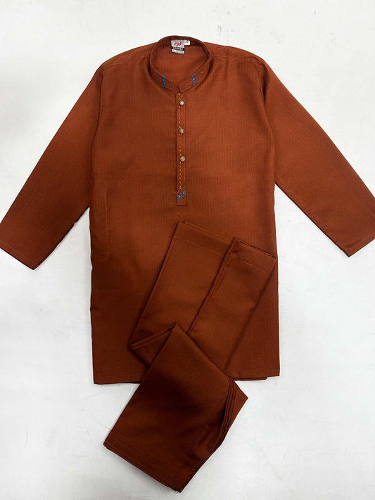 5Yrs - 14Yrs Rust Kameez Shalwar Suit For Boys AM BKS200