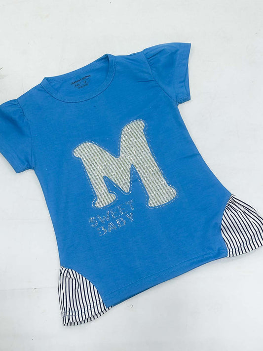 2Yrs - 7Ys M Blue T-Shirt For Girls SK GTS113