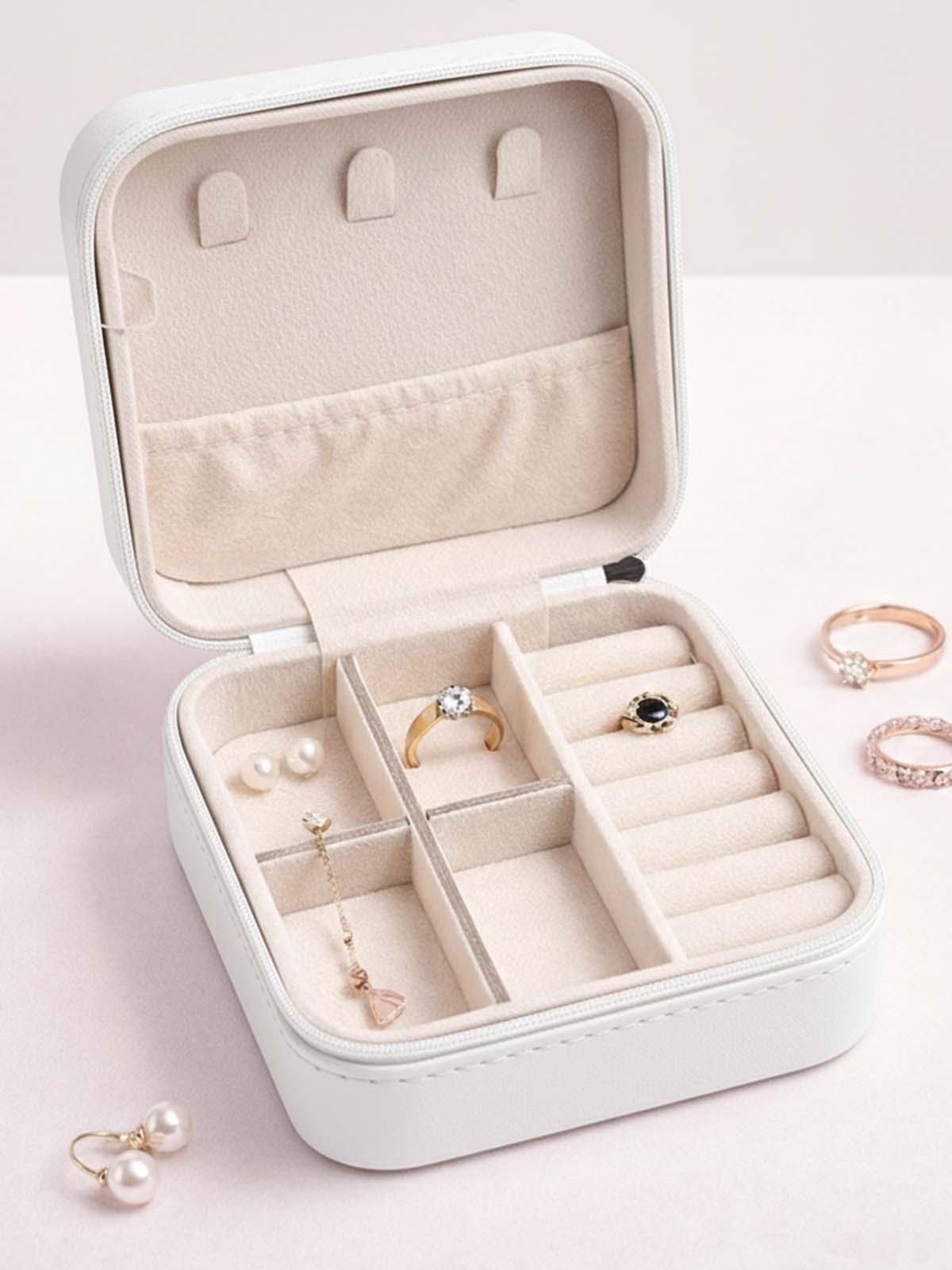 One Piece Jewellery Organizer Box with Zipper Sliver