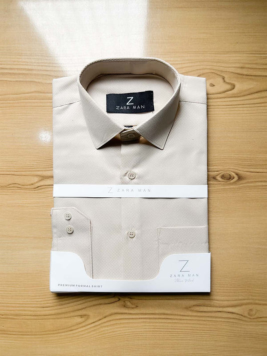 MFS593 Peach Textured Formal Dress Shirt For Men