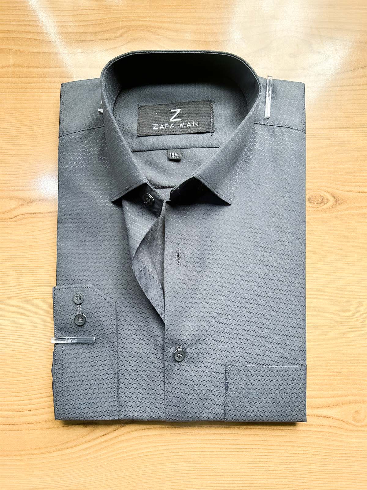 MFS603 Grey Textured Formal Dress Shirt For Men