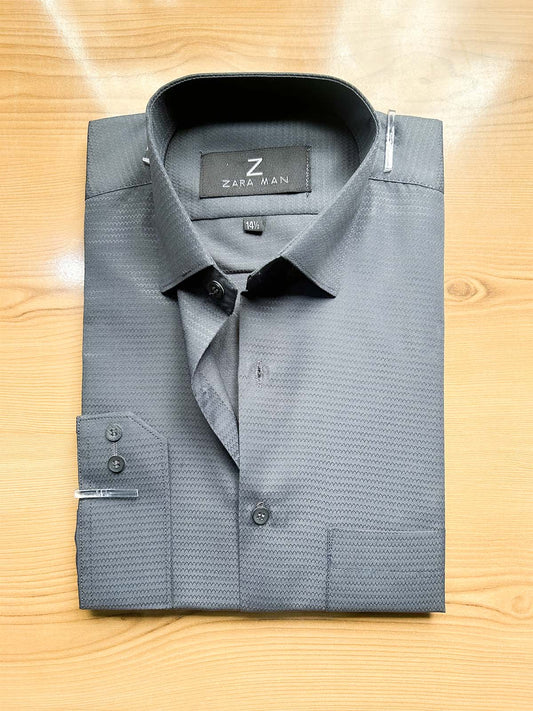 MFS603 Grey Textured Formal Dress Shirt For Men