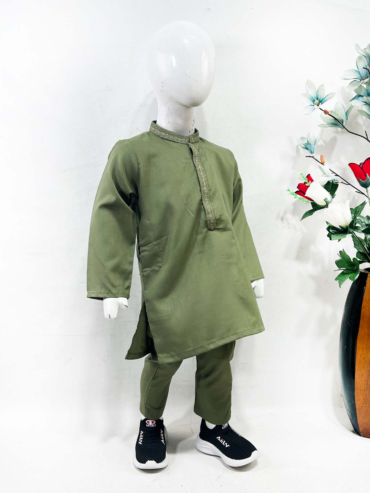 2Yrs - 17Yrs Green Kurta Pajama Suit For Boys AM BKS187