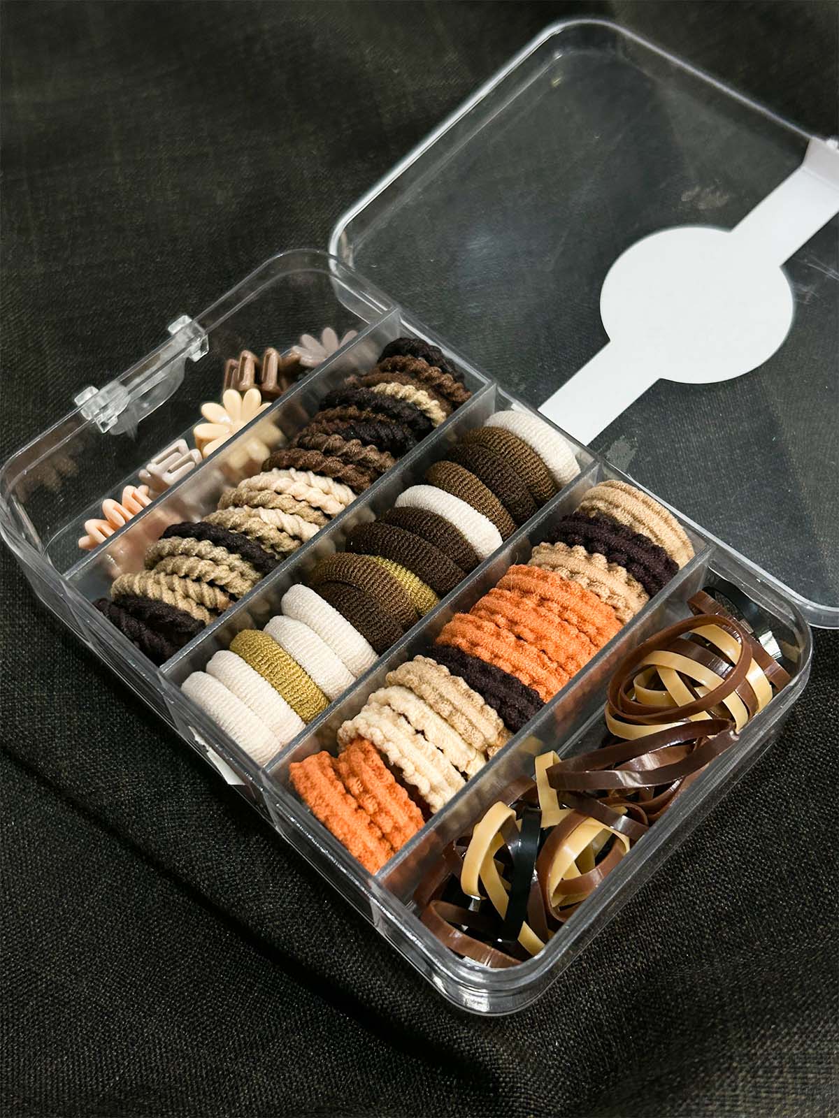 Colorful Hair Pony and Rubber Bands Set With Organizer Box GHB35