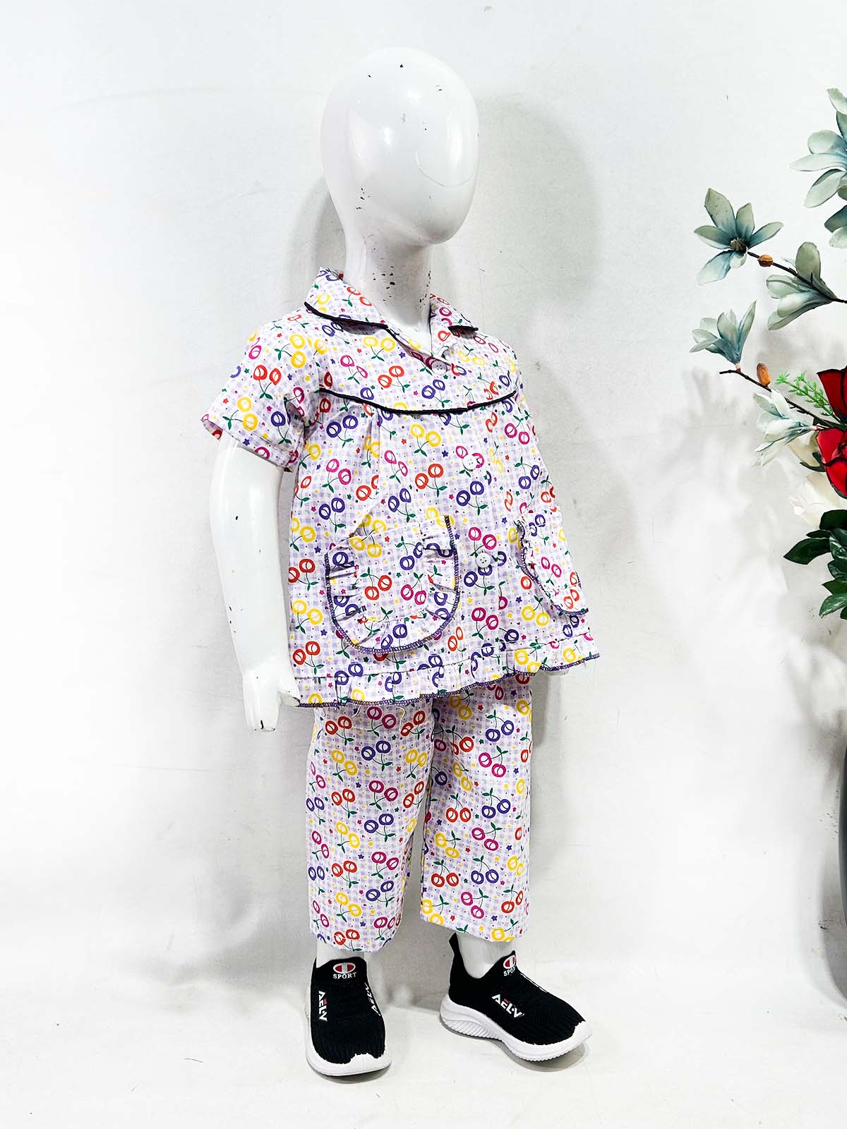 1Yrs - 5Yrs Purple Cotton Night Suit For Girls NG GNS33