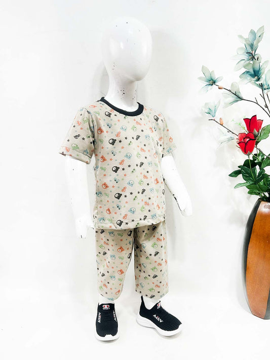 1Yrs - 5Yrs Brown Jersey Night Suit For Kids NG BNS44