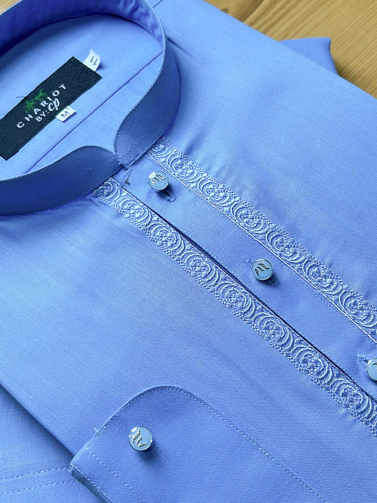 954B-1 Light Blue Stitched Suit Sherwani Collar Kameez Shalwar For Men MSK355