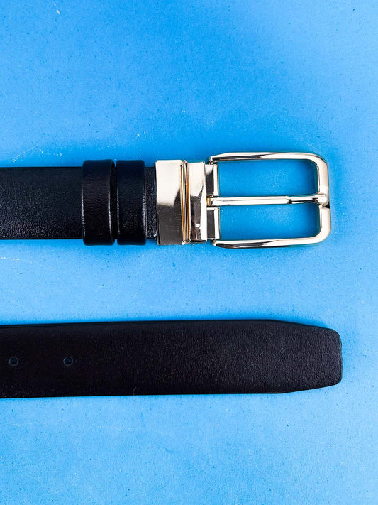 2 in 1 Black and Brown Faux Leather Belt For Men MB88