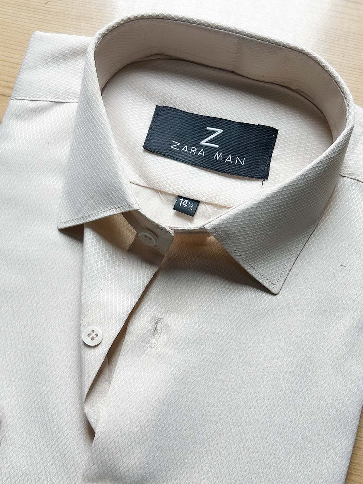 MFS593 Peach Textured Formal Dress Shirt For Men