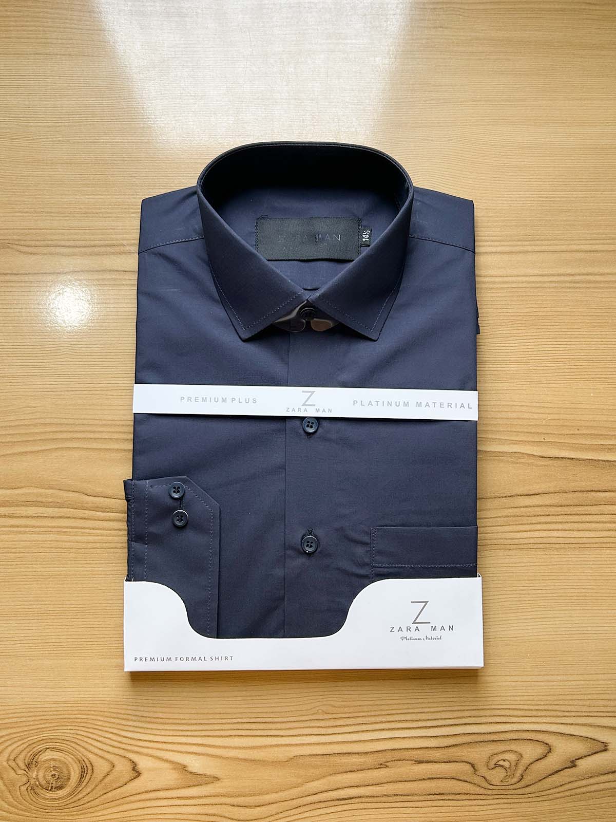 Navy Blue Premium Plain Formal Dress Shirt For Men MFS491