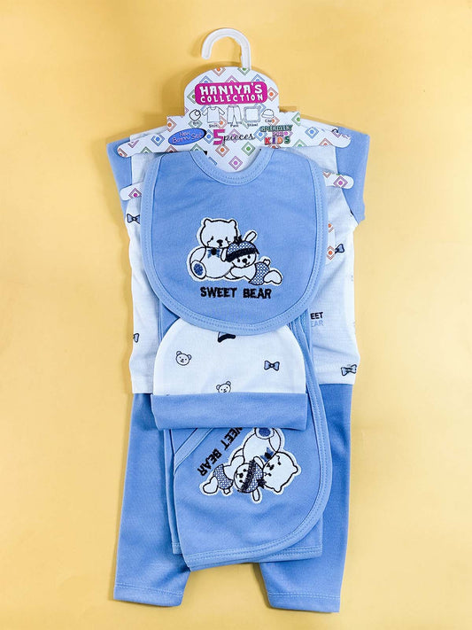 0Mth - 3Mth Blue 5Pcs Gift Set For Newborn HG NBGS313