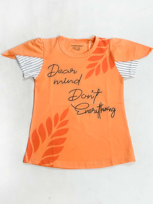 2Yrs - 7Ys Dear Orange T-Shirt For Girls SK GTS127