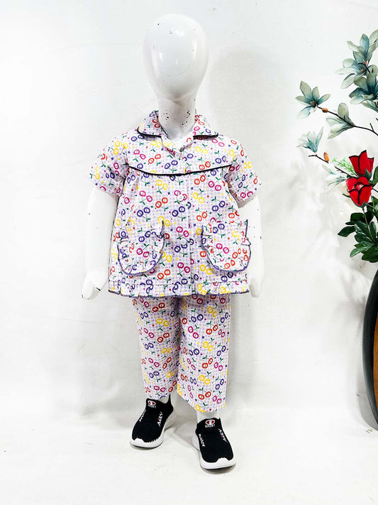 1Yrs - 5Yrs Purple Cotton Night Suit For Girls NG GNS33