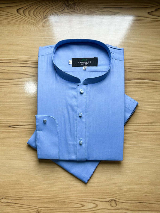 954-1 Light Blue Stitched Suit Sherwani Collar Kameez Shalwar For Men MSK364