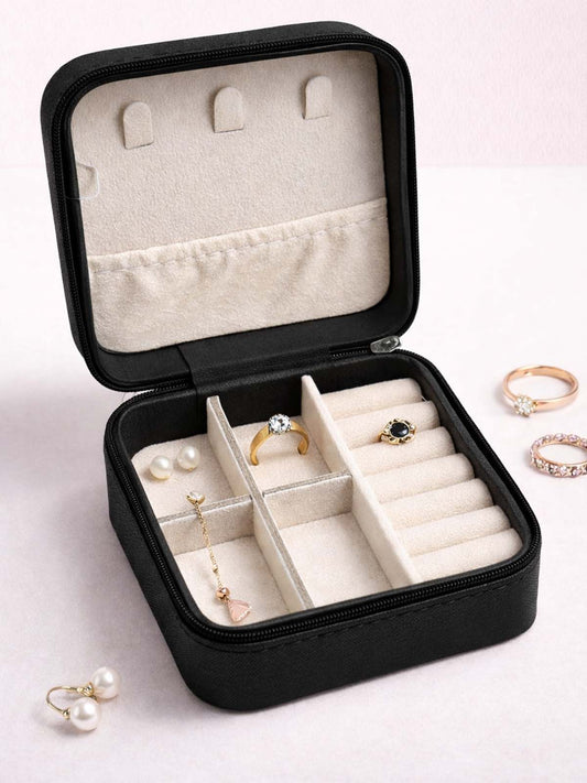 One Piece Jewellery Organizer Box with Zipper Black