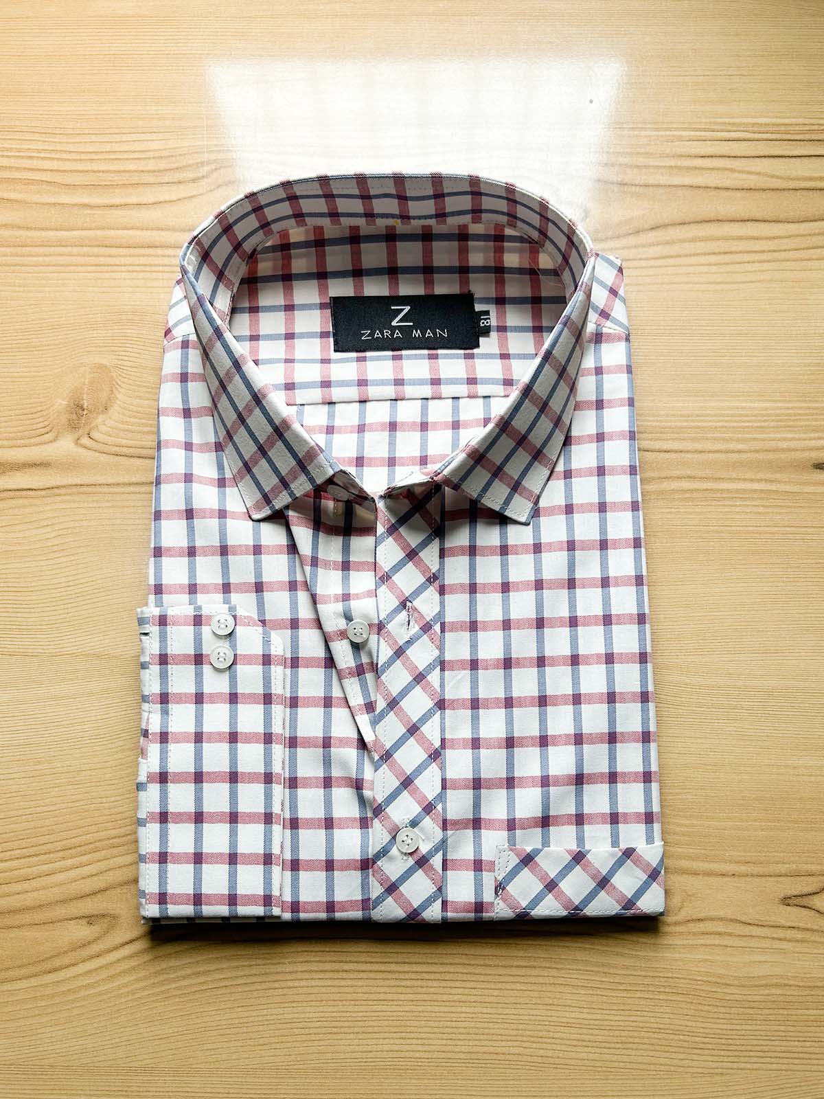 Beige Checks Formal Dress Shirt For Men MFS546 – The Cut Price