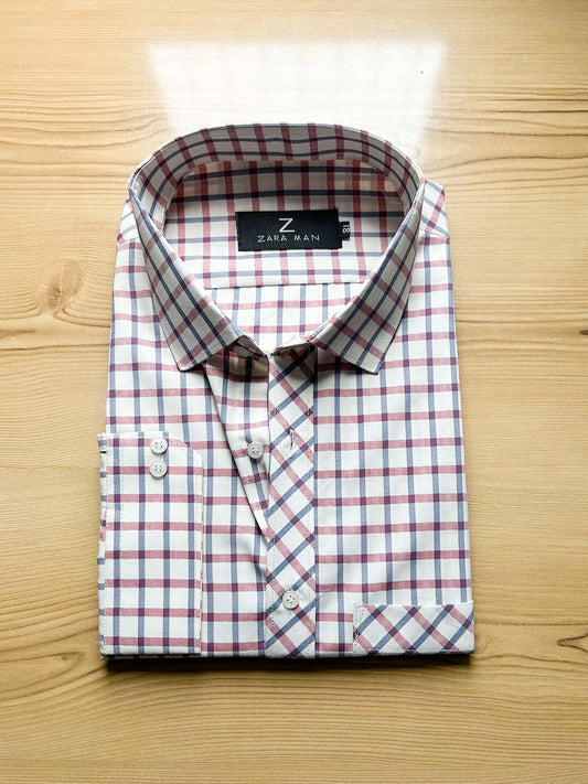 Beige Checks Formal Dress Shirt For Men MFS546
