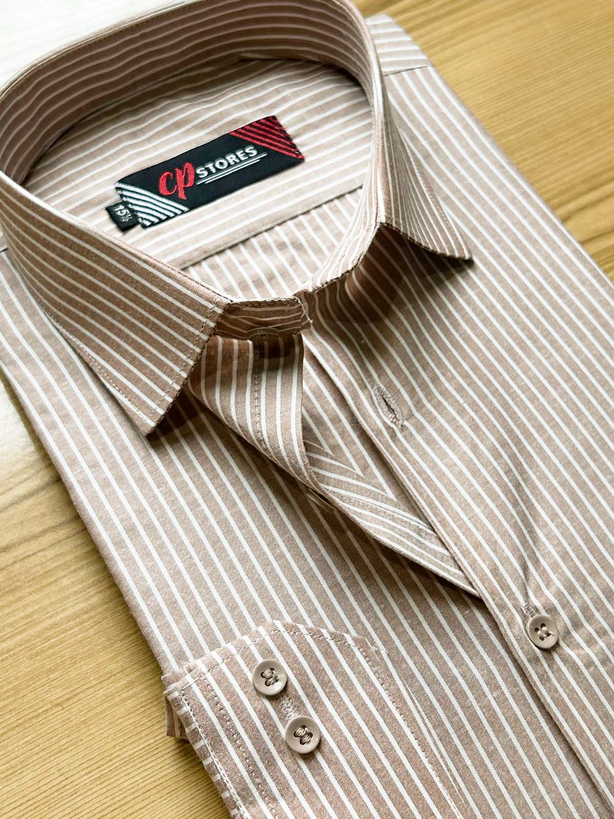 Brown Lines Formal Dress Shirt For Men MFS448