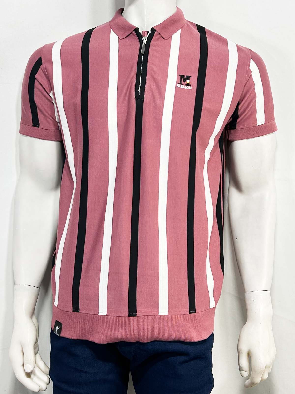 Blush Striped Polo T-Shirt For Men MTS463