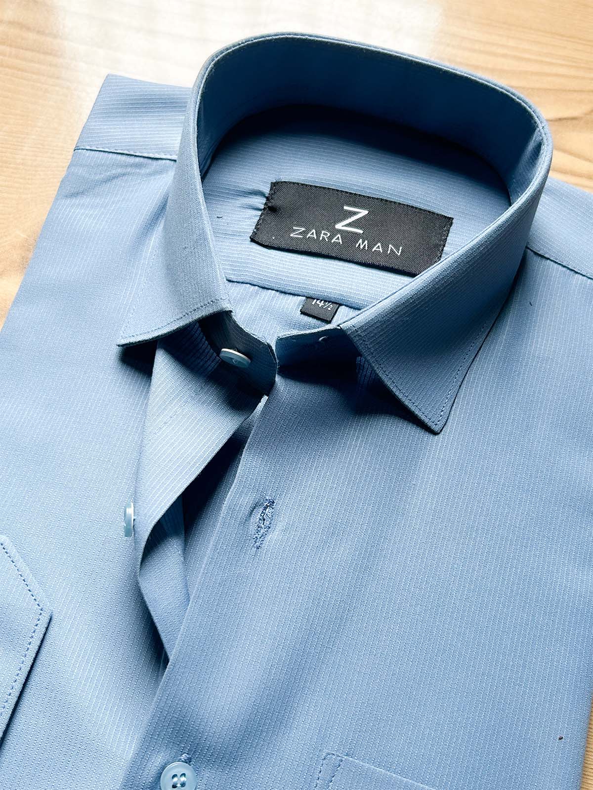 MFS594 Blue Self Formal Dress Shirt For Men
