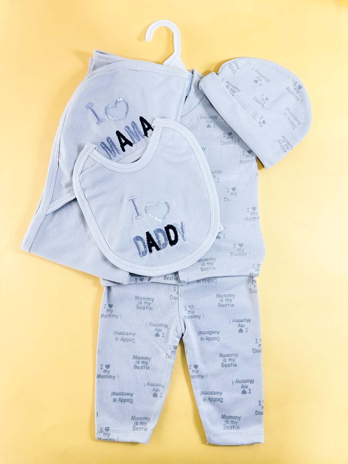 0Mth - 3Mth Grey 5Pcs Gift Set For Newborn HG NBGS314
