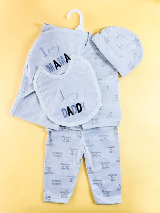 0Mth - 3Mth Grey 5Pcs Gift Set For Newborn HG NBGS314