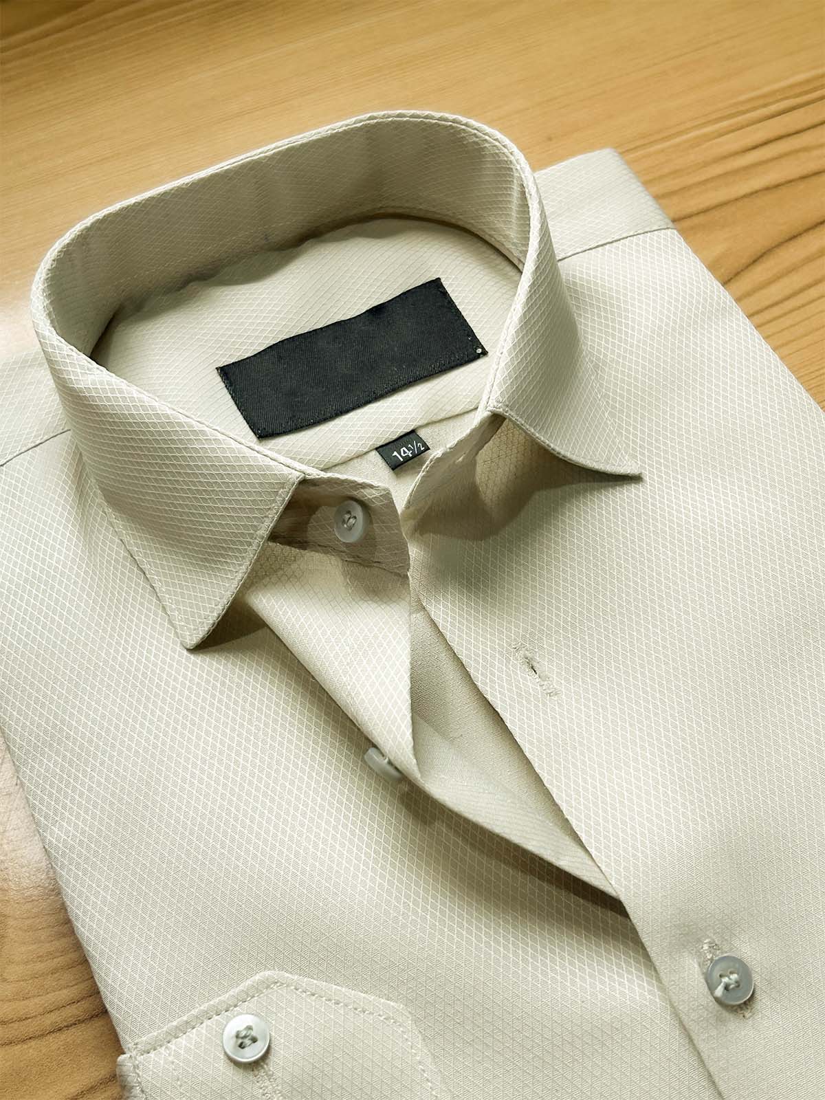 Light Green Textured Formal Dress Shirt For Men MFS508