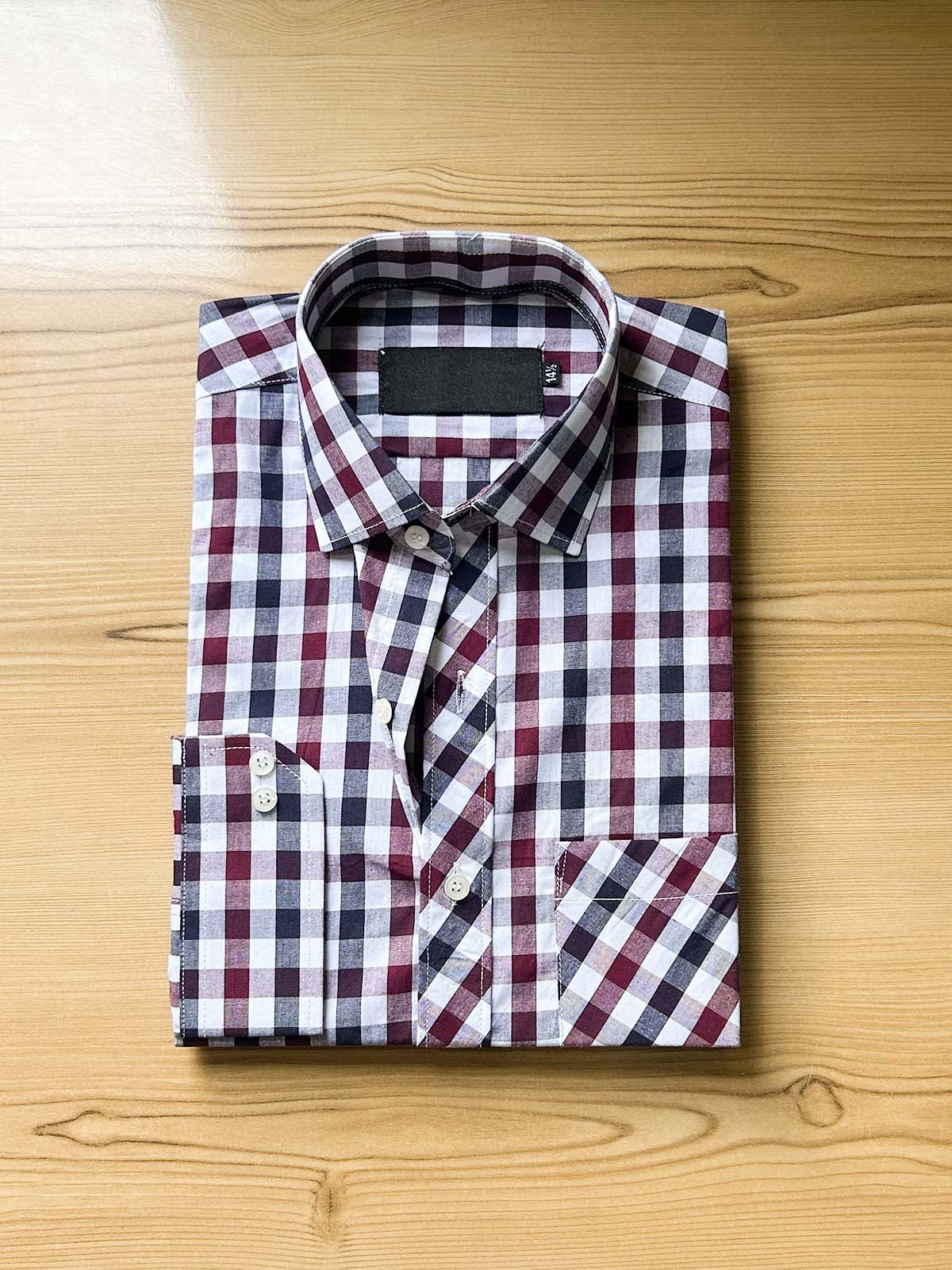 Red Checks Formal Dress Shirt For Men MFS536