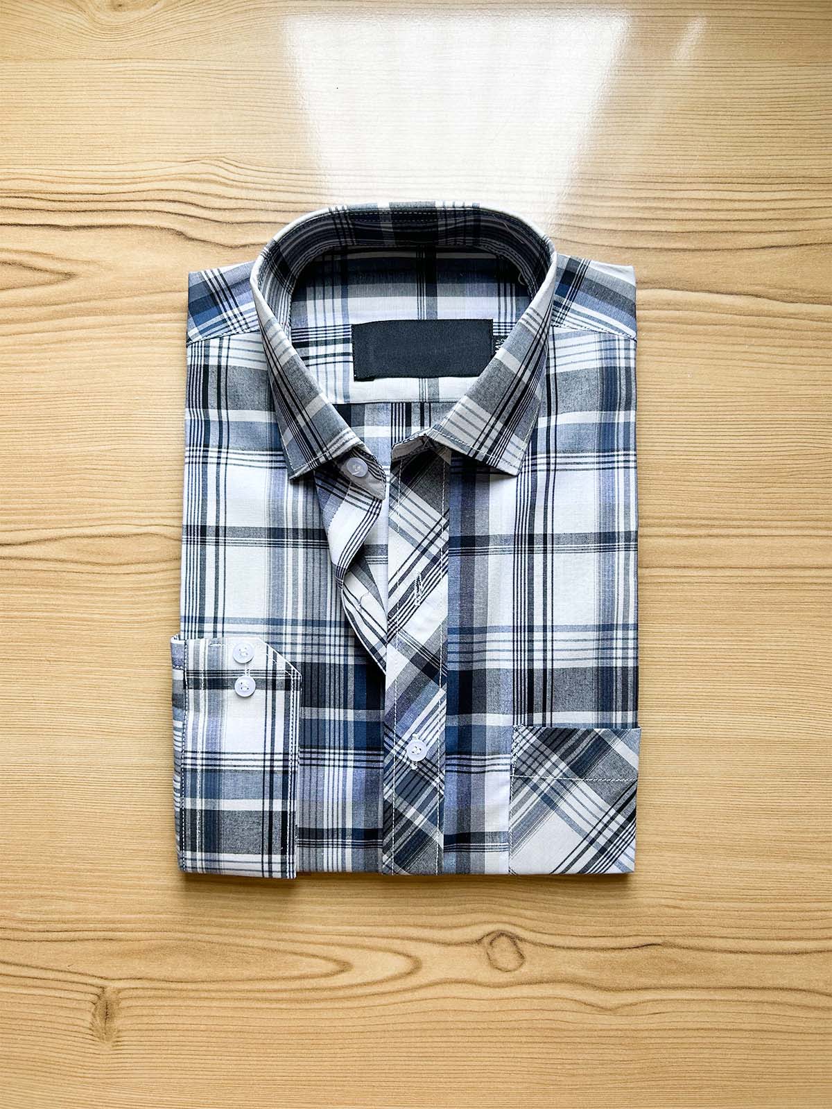 B Black Checks Formal Dress Shirt For Men MFS438